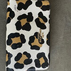 Coach Wild Pattern Wallet in Black, Tan, and White